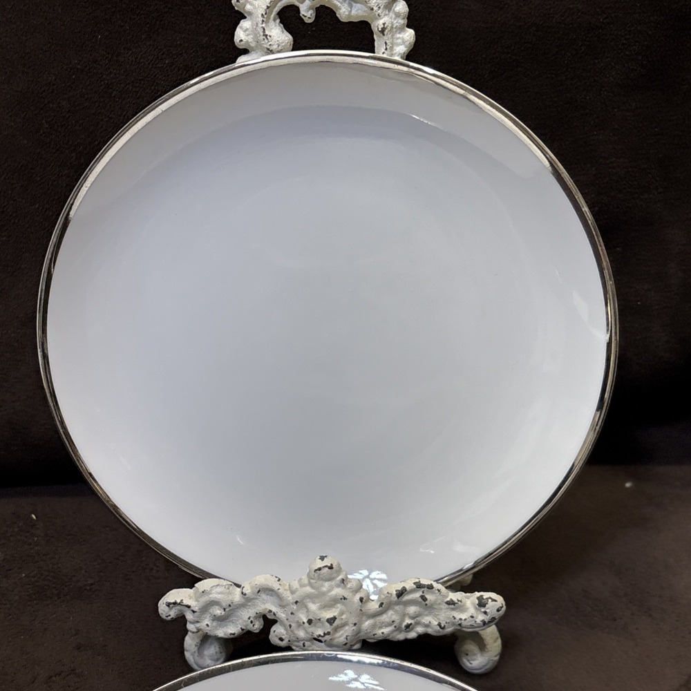5 Harmony House Moderne  3545   6 1/4" Bread & Butter Plates White Silver Japan